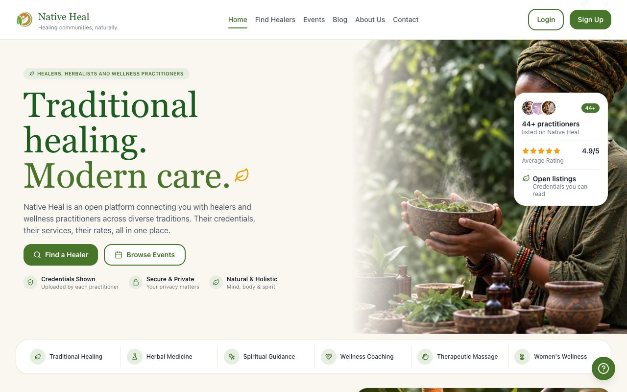 The Native Heal website